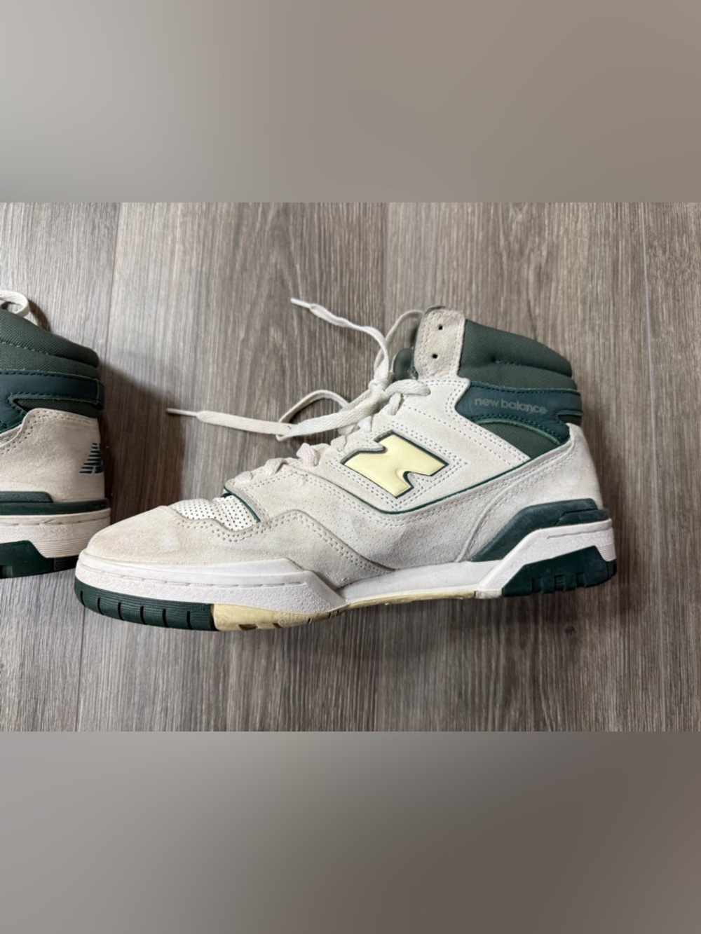 New Balance 650 High Top Size 10 White Green Suede Retro Dad Shoe Basketball NB - Picture 5 of 16